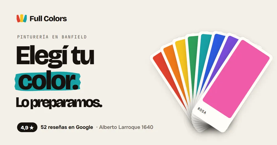 Portada de Full Colors: Elegí tu color, lo preparamos, con un abanico de colores